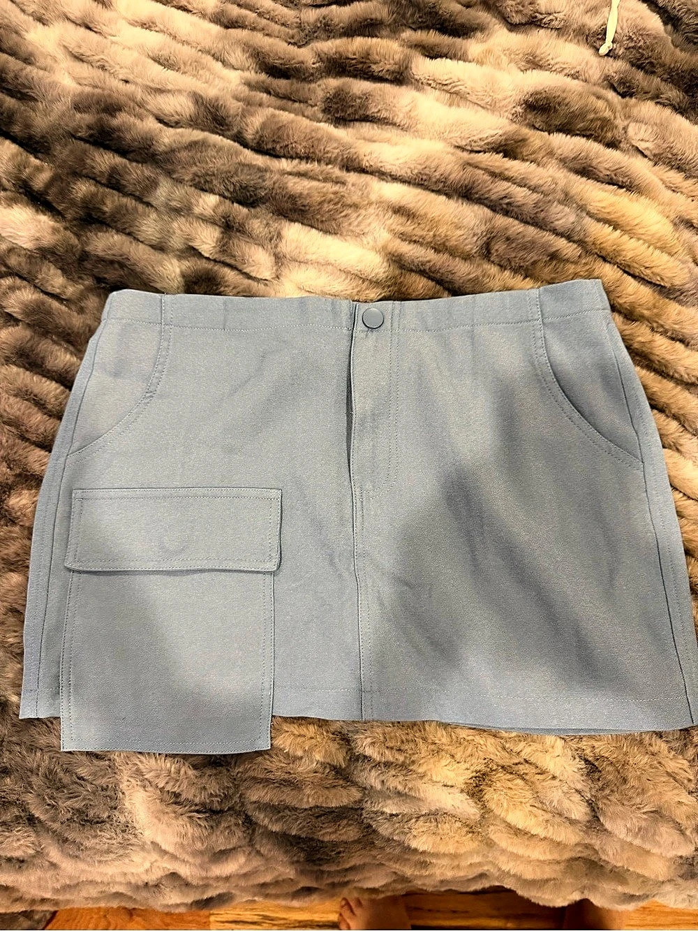 Fashion Nova Charlie Cargo Denim Micro Mini Skirt Gray
